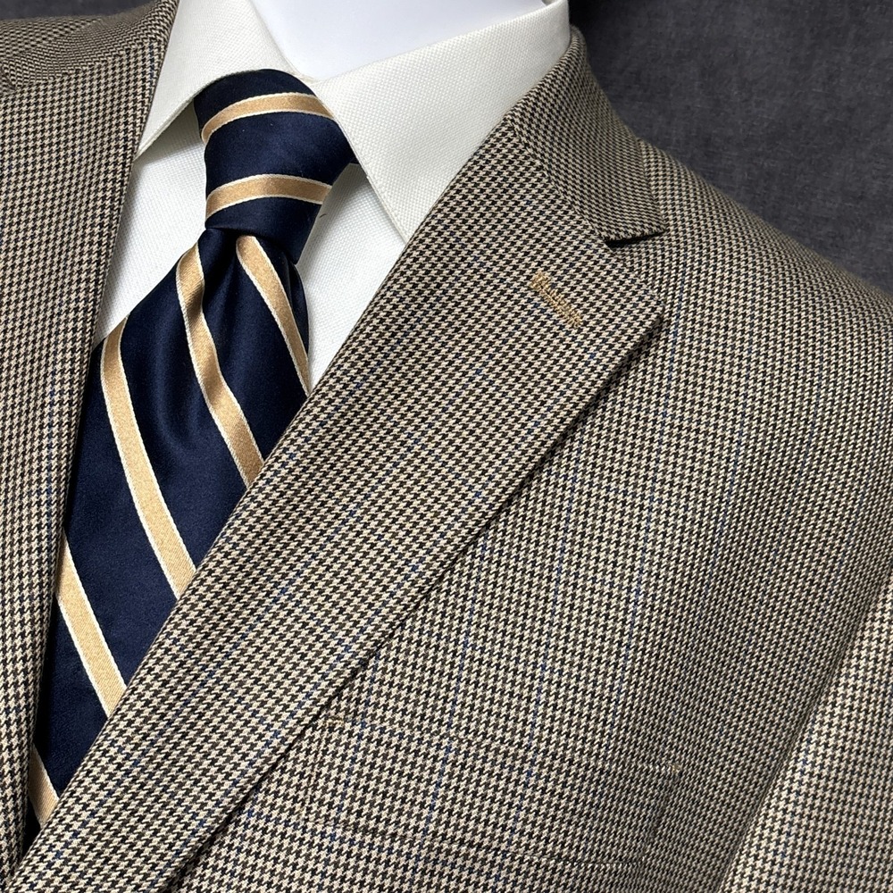 Chaps‎ Sport Coat 48R Tan Brown Check Blazer Jacket Classic Casual Business Big